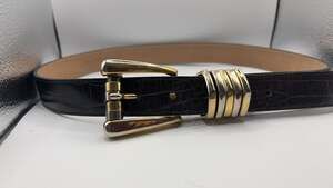 Vintage Streets Ahead Dark Brown Croc Leather Belt two toned sz L